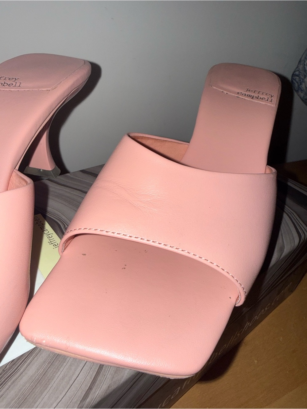 Jeffrey Campbell Pink Square-Toe Slide Mules - Picture 3 of 7